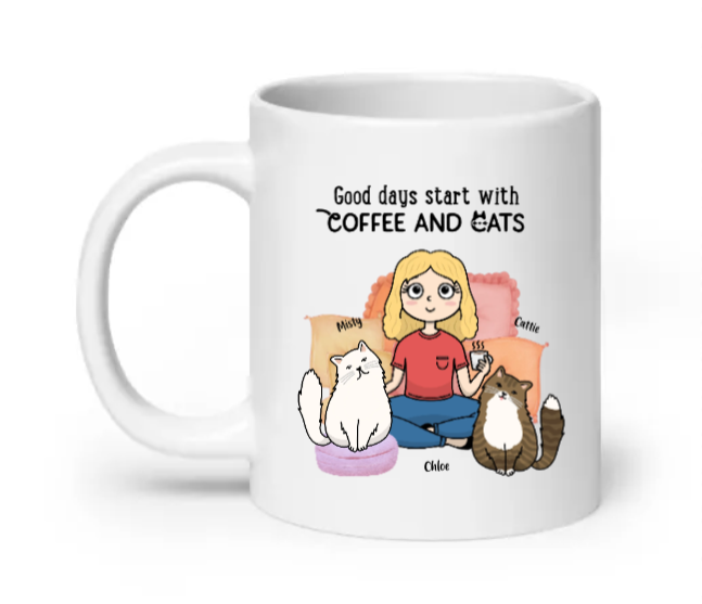 Good days start with coffee and a cat - Customizable Mug