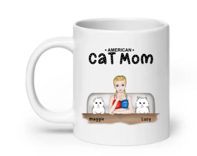 American Cat Mom - Customizable Mug