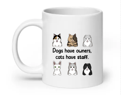 Dogs have owners, cats have staff - Customizable Mug